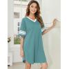 Ekouaer Nightgowns for Women Cotton Night Gown Short Sleeve Sleepwear V Neck Color Block Sleep Shirts Ladies Night Shirts(A_mint Green)