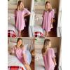 Ekouaer Nightgowns for Women Cotton Night Gown Short Sleeve Sleepwear V Neck Color Block Sleep Shirts Ladies Night Shirts(A_pink)