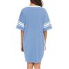 Ekouaer Nightgowns for Women Cotton Night Gown Short Sleeve Sleepwear V Neck Color Block Sleep Shirts Ladies Night Shirts(A_sky Blue)