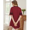 Ekouaer Nightgowns for Women Cotton Night Gown Short Sleeve Sleepwear V Neck Color Block Sleep Shirts Ladies Night Shirts(A_wine Red)