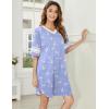 Ekouaer Nightgowns for Women Cotton Night Gown Short Sleeve Sleepwear V Neck Color Block Sleep Shirts Ladies Night Shirts(B_bird Blue)
