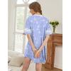 Ekouaer Nightgowns for Women Cotton Night Gown Short Sleeve Sleepwear V Neck Color Block Sleep Shirts Ladies Night Shirts(B_bird Blue)