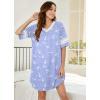 Ekouaer Nightgowns for Women Cotton Night Gown Short Sleeve Sleepwear V Neck Color Block Sleep Shirts Ladies Night Shirts(B_bird Blue)
