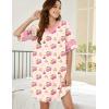 Ekouaer Nightgowns for Women Cotton Night Gown Short Sleeve Sleepwear V Neck Color Block Sleep Shirts Ladies Night Shirts(B_teddy)