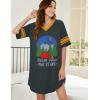 Ekouaer Nightgowns for Women Cotton Night Gown Short Sleeve Sleepwear V Neck Color Block Sleep Shirts Ladies Night Shirts(C_dream Grey)