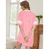 Ekouaer Nightgowns for Women Cotton Night Gown Short Sleeve Sleepwear V Neck Color Block Sleep Shirts Ladies Night Shirts(C_leopard Orange)
