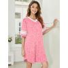 Ekouaer Nightgowns for Women Cotton Night Gown Short Sleeve Sleepwear V Neck Color Block Sleep Shirts Ladies Night Shirts(C_leopard Orange)