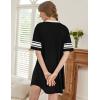 Ekouaer Nightgowns for Women Cotton Night Gown Short Sleeve Sleepwear V Neck Color Block Sleep Shirts Ladies Night Shirts(C_star Black)