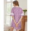 Ekouaer Nightgowns for Women Cotton Night Gown Short Sleeve Sleepwear V Neck Color Block Sleep Shirts Ladies Night Shirts(C_stars Purple)
