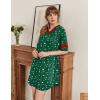 Ekouaer Nightgowns for Women Cotton Night Gown Short Sleeve Sleepwear V Neck Color Block Sleep Shirts Ladies Night Shirts(Z_christmas Green)