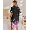 Ekouaer Nightgowns for Women House Dress with Pockets Snap Front House Coat Short Sleeve Duster Moo Moos Sleepwear S-3XL(Black Pink Sakura)