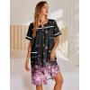 Ekouaer Nightgowns for Women House Dress with Pockets Snap Front House Coat Short Sleeve Duster Moo Moos Sleepwear S-3XL(Black Pink Sakura)