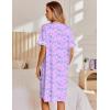 Ekouaer Nightgowns for Women House Dress with Pockets Snap Front House Coat Short Sleeve Duster Moo Moos Sleepwear S-3XL(Floral Purple)