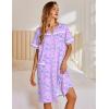 Ekouaer Nightgowns for Women House Dress with Pockets Snap Front House Coat Short Sleeve Duster Moo Moos Sleepwear S-3XL(Floral Purple)