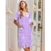 Ekouaer Nightgowns for Women House Dress with Pockets Snap Front House Coat Short Sleeve Duster Moo Moos Sleepwear S-3XL(Floral Purple)