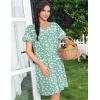 Ekouaer Nightgowns for Women House Dress with Pockets Snap Front House Coat Short Sleeve Duster Moo Moos Sleepwear S-3XL(Floral White)