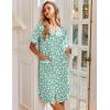 Ekouaer Nightgowns for Women House Dress with Pockets Snap Front House Coat Short Sleeve Duster Moo Moos Sleepwear S-3XL(Floral White)