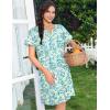 Ekouaer Nightgowns for Women House Dress with Pockets Snap Front House Coat Short Sleeve Duster Moo Moos Sleepwear S-3XL(Green Floral)