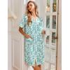 Ekouaer Nightgowns for Women House Dress with Pockets Snap Front House Coat Short Sleeve Duster Moo Moos Sleepwear S-3XL(Green Floral)