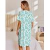 Ekouaer Nightgowns for Women House Dress with Pockets Snap Front House Coat Short Sleeve Duster Moo Moos Sleepwear S-3XL(Green Floral)