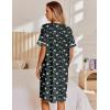 Ekouaer Nightgowns for Women House Dress with Pockets Snap Front House Coat Short Sleeve Duster Moo Moos Sleepwear S-3XL(Navy Flowers)