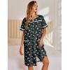 Ekouaer Nightgowns for Women House Dress with Pockets Snap Front House Coat Short Sleeve Duster Moo Moos Sleepwear S-3XL(Navy Flowers)