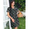 Ekouaer Nightgowns for Women House Dress with Pockets Snap Front House Coat Short Sleeve Duster Moo Moos Sleepwear S-3XL(Navy Flowers)