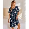 Ekouaer Nightgowns for Women House Dress with Pockets Snap Front House Coat Short Sleeve Duster Moo Moos Sleepwear S-3XL(Navy Hawaiian Leaves)