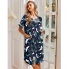 Ekouaer Nightgowns for Women House Dress with Pockets Snap Front House Coat Short Sleeve Duster Moo Moos Sleepwear S-3XL(Navy Hawaiian Leaves)