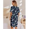 Ekouaer Nightgowns for Women House Dress with Pockets Snap Front House Coat Short Sleeve Duster Moo Moos Sleepwear S-3XL(Navy Hawaiian Leaves)
