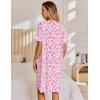 Ekouaer Nightgowns for Women House Dress with Pockets Snap Front House Coat Short Sleeve Duster Moo Moos Sleepwear S-3XL(Pink Floral)