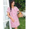 Ekouaer Nightgowns for Women House Dress with Pockets Snap Front House Coat Short Sleeve Duster Moo Moos Sleepwear S-3XL(Pink Floral)