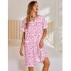 Ekouaer Nightgowns for Women House Dress with Pockets Snap Front House Coat Short Sleeve Duster Moo Moos Sleepwear S-3XL(Pink Floral)