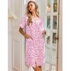 Ekouaer Nightgowns for Women House Dress with Pockets Snap Front House Coat Short Sleeve Duster Moo Moos Sleepwear S-3XL(Pink Floral)