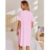 Ekouaer Nightgowns for Women House Dress with Pockets Snap Front House Coat Short Sleeve Duster Moo Moos Sleepwear S-3XL(Pink Striped)