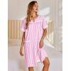 Ekouaer Nightgowns for Women House Dress with Pockets Snap Front House Coat Short Sleeve Duster Moo Moos Sleepwear S-3XL(Pink Striped)