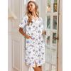 Ekouaer Nightgowns for Women House Dress with Pockets Snap Front House Coat Short Sleeve Duster Moo Moos Sleepwear S-3XL(White Purple Florals)