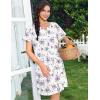 Ekouaer Nightgowns for Women House Dress with Pockets Snap Front House Coat Short Sleeve Duster Moo Moos Sleepwear S-3XL(White Purple Florals)