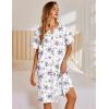 Ekouaer Nightgowns for Women House Dress with Pockets Snap Front House Coat Short Sleeve Duster Moo Moos Sleepwear S-3XL(White Purple Florals)