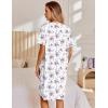Ekouaer Nightgowns for Women House Dress with Pockets Snap Front House Coat Short Sleeve Duster Moo Moos Sleepwear S-3XL(White Purple Florals)