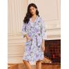 Ekouaer Robes for Women Waffle Knit Bathrobe Lightweight Kimono Robe Knee Length Loungewear with Pockets(Purple Butterfly Floral)