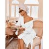 Ekouaer Robes for Women Waffle Knit Bathrobe Lightweight Kimono Robe Knee Length Loungewear with Pockets(White)
