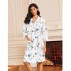 Ekouaer Robes for Women Waffle Knit Bathrobe Lightweight Kimono Robe Knee Length Loungewear with Pockets(White Blue Flowers)