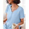 Ekouaer Women Zipper Robe Waffle Short Sleeve Bathrobes Lightweight Knee Length Housecoat with Pockets S-3XL(Baby Blue)