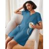 Ekouaer Women Zipper Robe Waffle Short Sleeve Bathrobes Lightweight Knee Length Housecoat with Pockets S-3XL(Slate Blue)