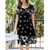 Ekouaer Women’s House Dress – Pleated Nightgown with Short Sleeves & Pockets(Black Butterfly)
