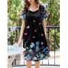 Ekouaer Women’s House Dress – Pleated Nightgown with Short Sleeves & Pockets(Black Color Butterfly)