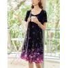 Ekouaer Women’s House Dress – Pleated Nightgown with Short Sleeves & Pockets(Black Sakura)