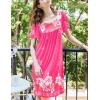 Ekouaer Women’s House Dress – Pleated Nightgown with Short Sleeves & Pockets(Pink Flower)