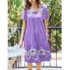 Ekouaer Women’s House Dress – Pleated Nightgown with Short Sleeves & Pockets(Purple Flower)